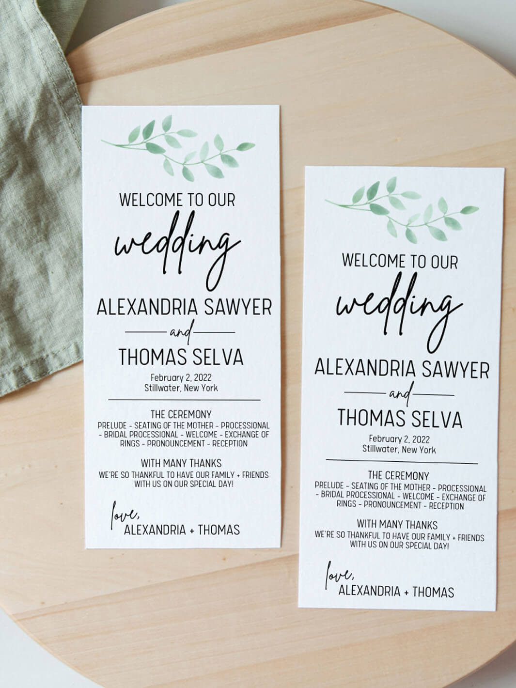 Eucalyptus - Wedding Program