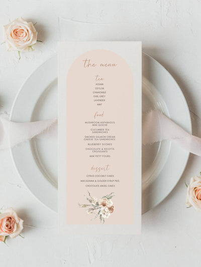 in bloom bridal shower menu