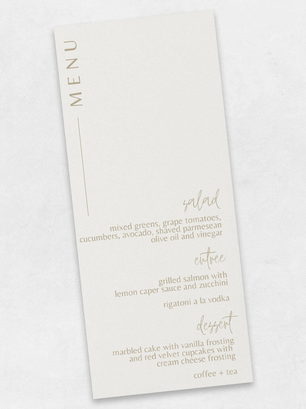 a modern menu wedding menu