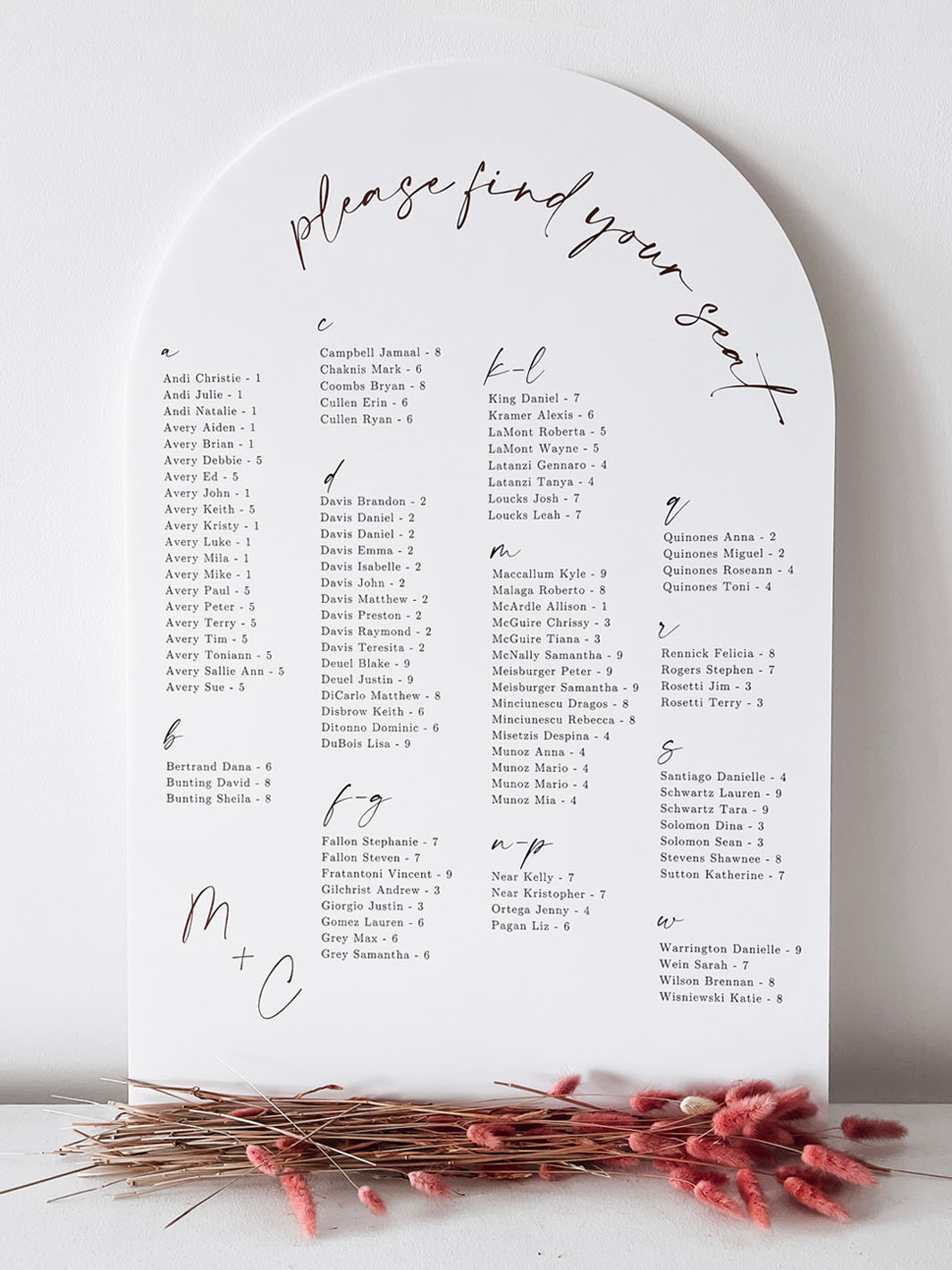 Arched Seating Chart - Seating Chart – Say I Do Designs