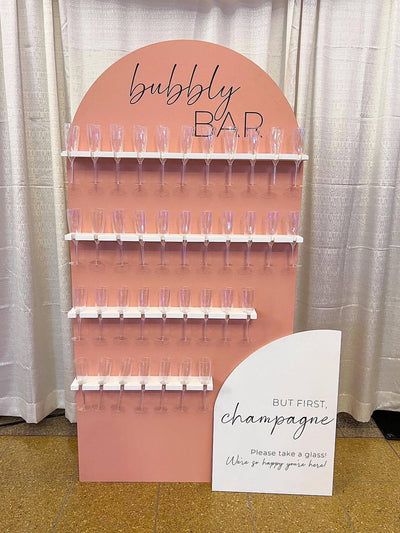 terracotta and white bubbly bar champagne wall