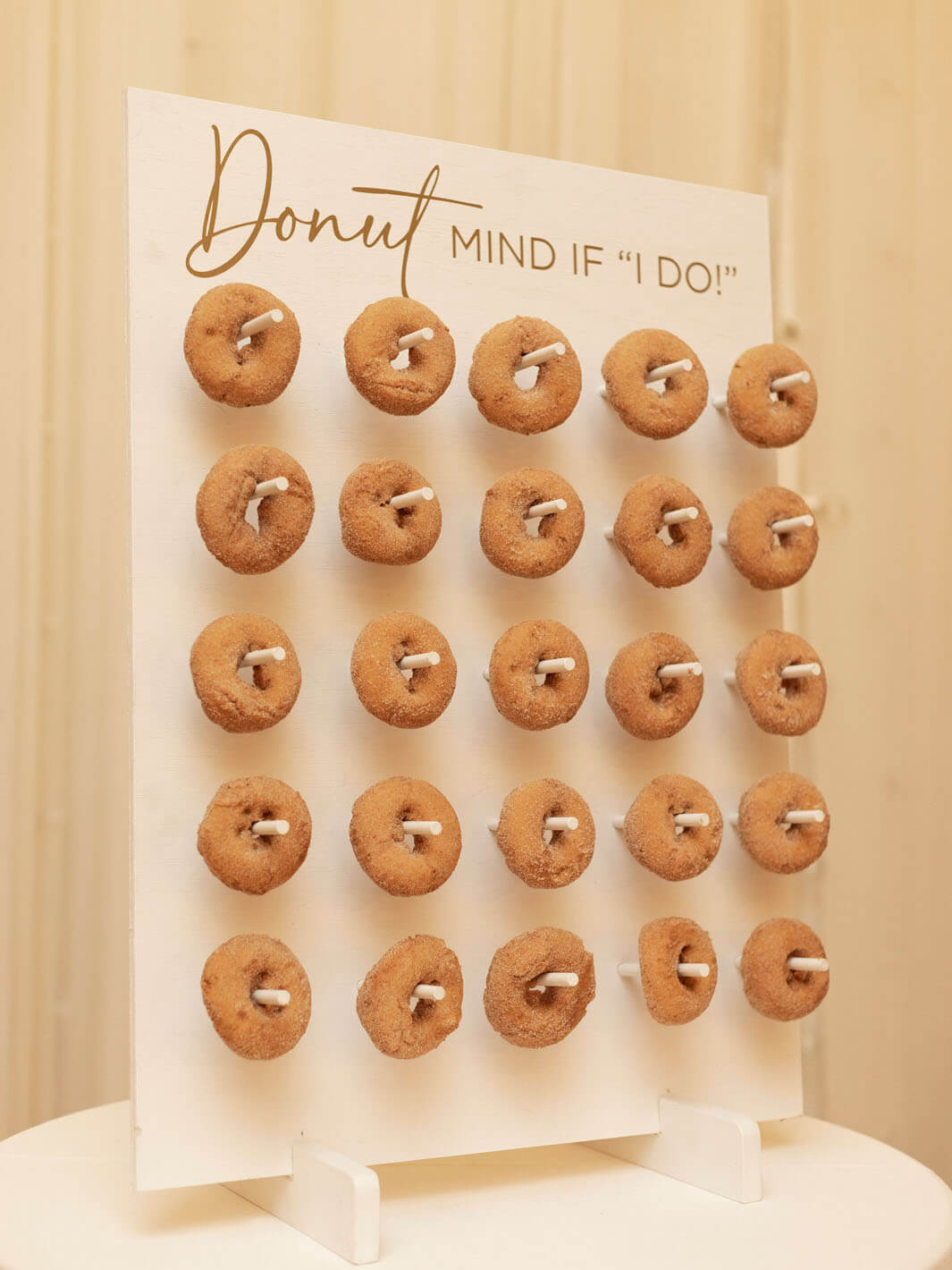 donut board holding 25 plain donuts