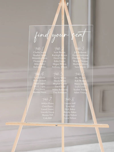 find your seat acrylic seating chart