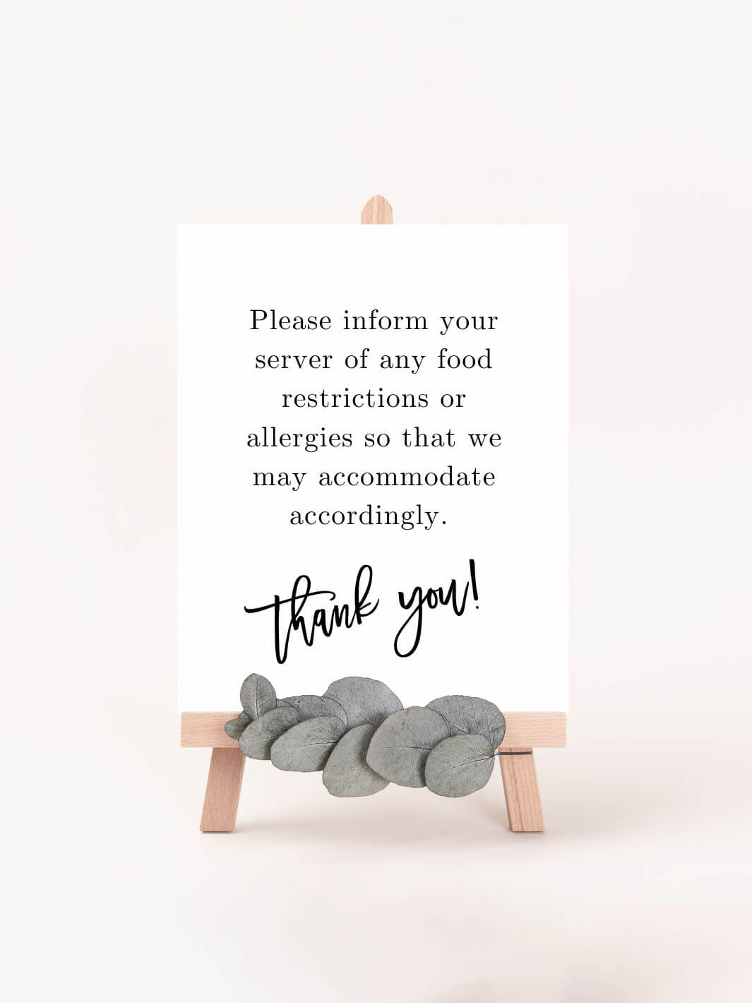food allergy wedding sign