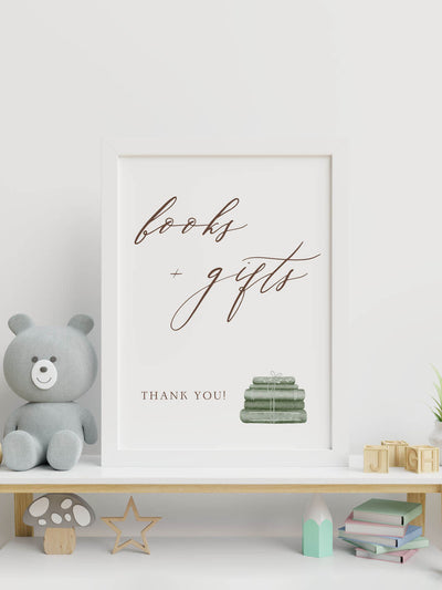 a touch of winter gifts and books baby shower sign