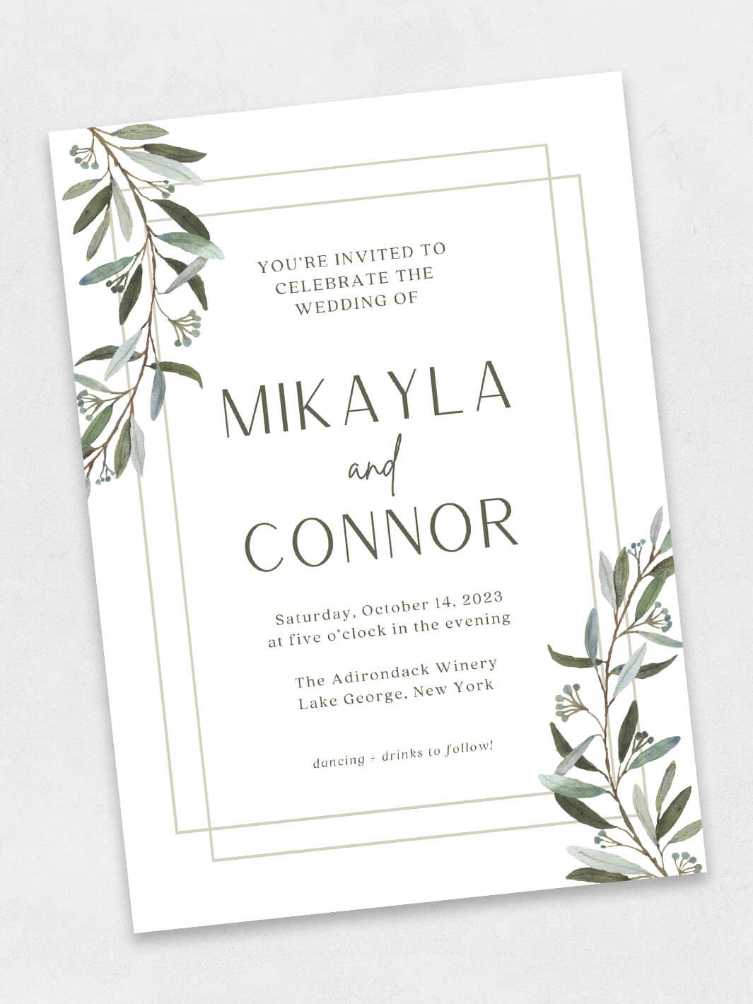 in the vines wedding invite
