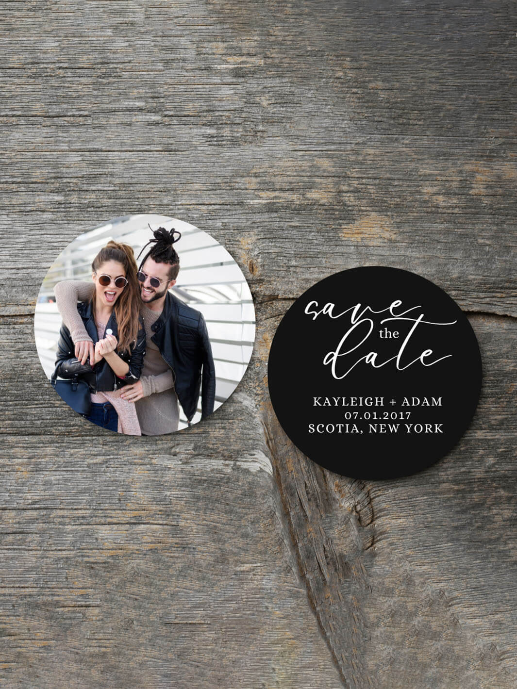 love at midnight double sided save the date coasters