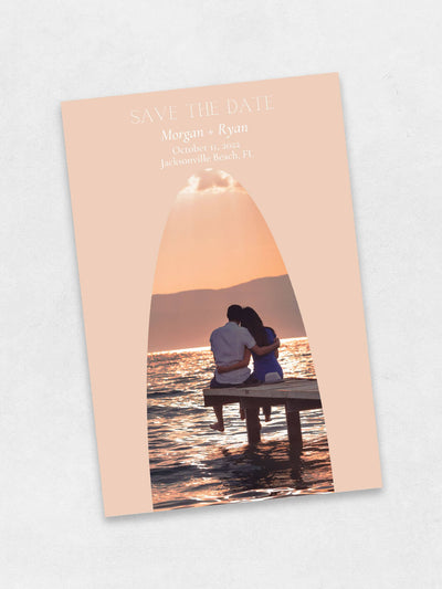 love at sunset save the date