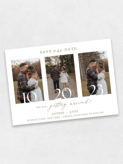 mark your calendar save the date with brown taupe font