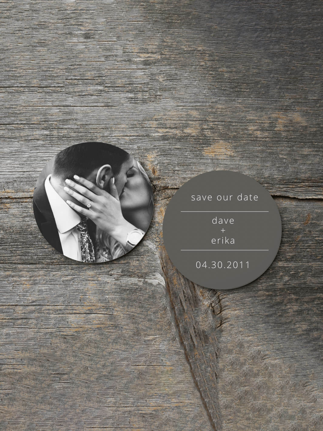 modern love double sided save the date coasters