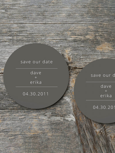 modern love single sided save the date coasters