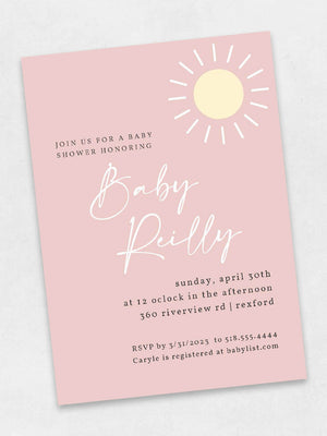 pink sunshine baby showe invite