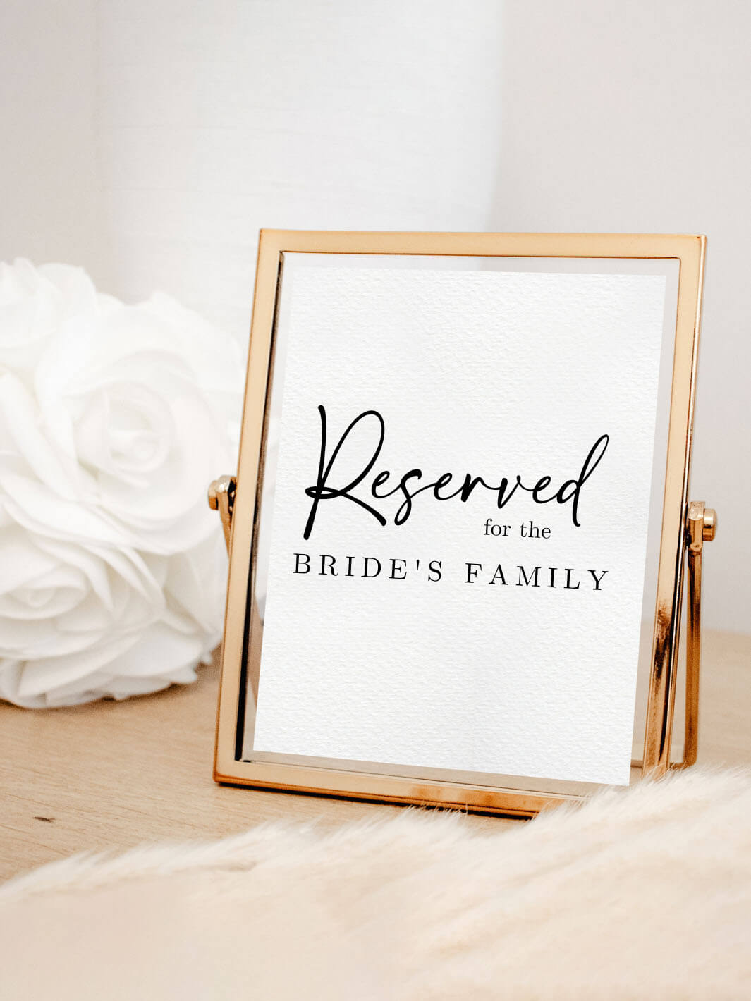 reserved for the bride's family wedding sign