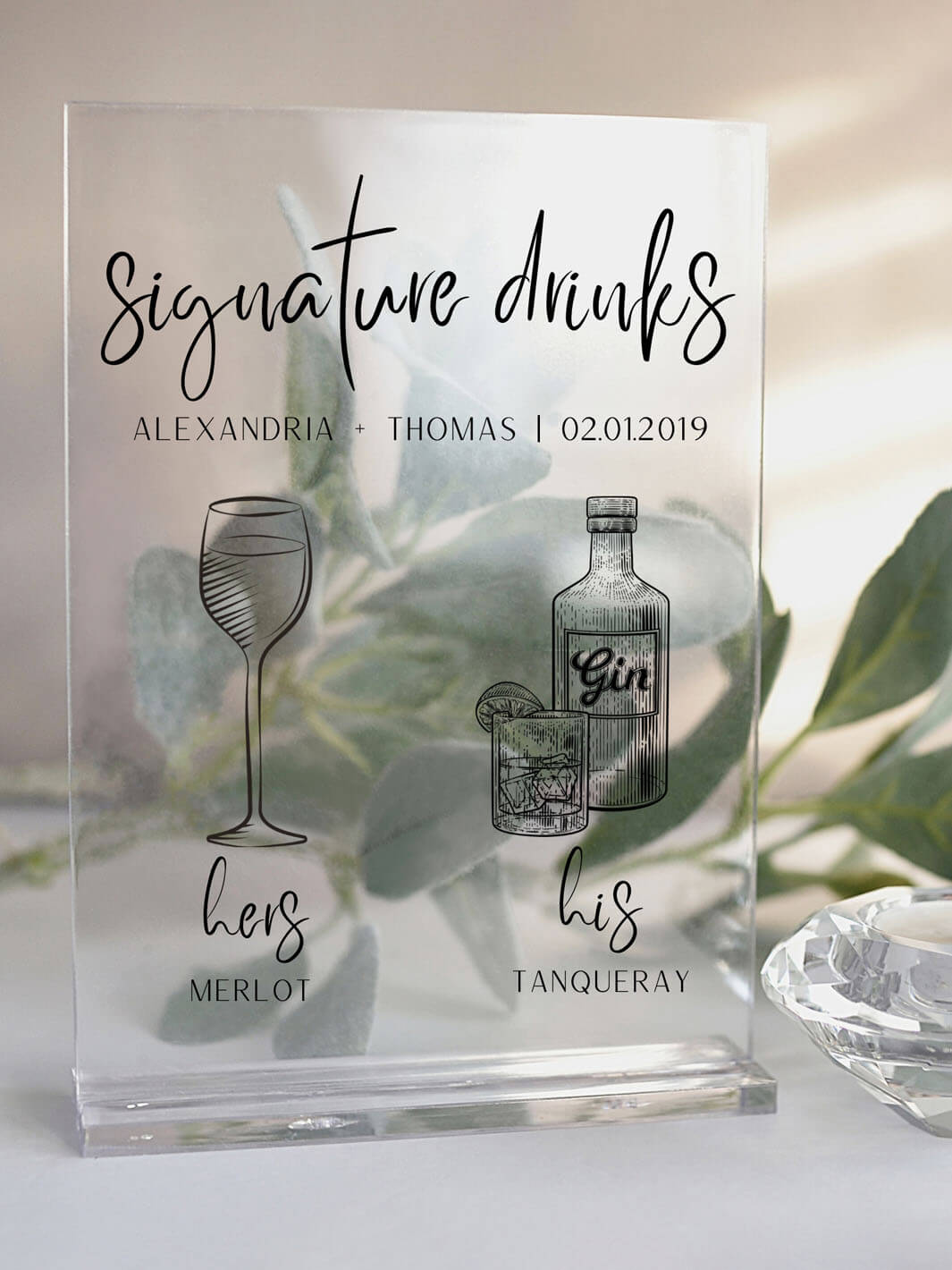 signature drinks wedding sign