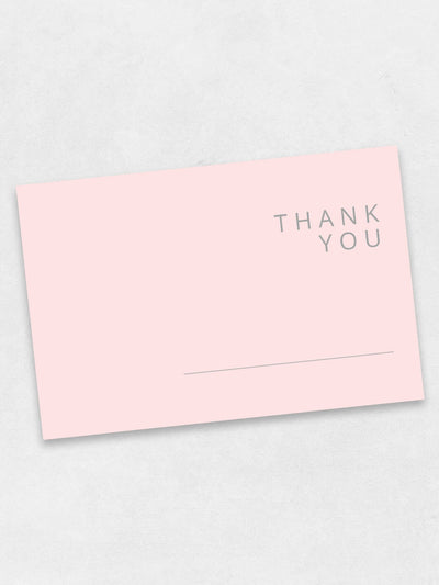 pink colored simple thank you cards front side