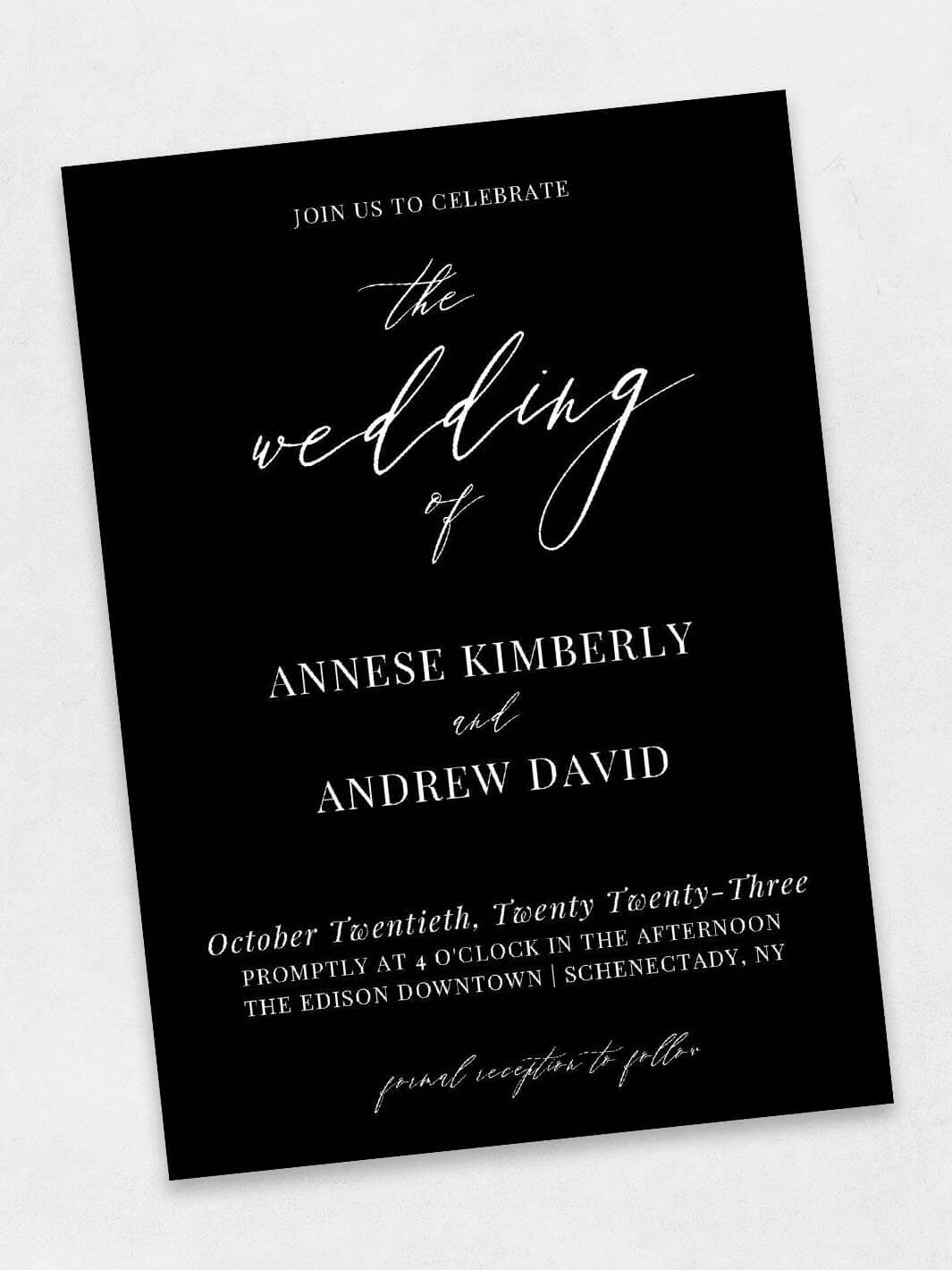 the classic invite black colored wedding invite