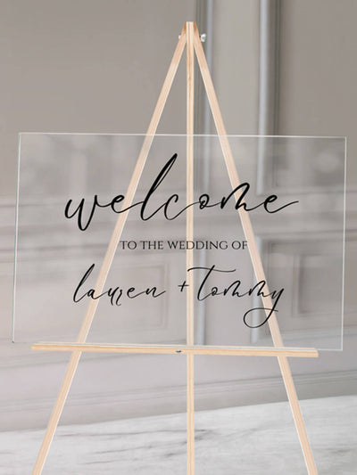 welcome sign with first names wedding welcome sign