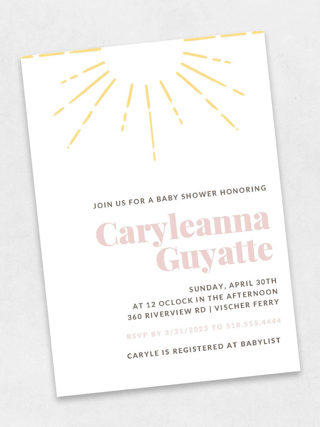 you are my sunshine white colored baby shower invite
